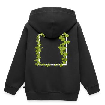 Cadre à décor de lierre - Sweat Premium à capuche enfant bio - noir - Dos - AI Model Kid Male (0cm)