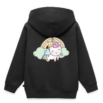 Licorne Princesse Couronne Étoiles Tige Chaussures Rose - Sweat Premium à capuche enfant bio - noir - Dos - AI Model Kid Male (0cm)