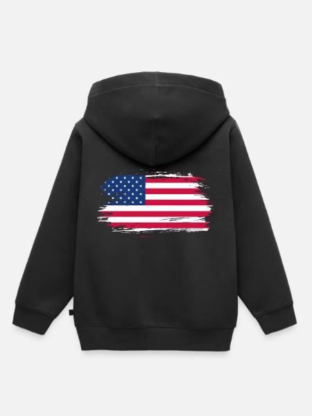USA Flagge Geschenkidee - Kinder Premium Organic Hoodie - Schwarz