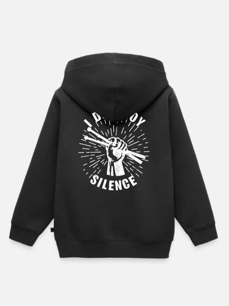 Destroy Silence Drummer Music - Kinder Premium Organic Hoodie - Schwarz
