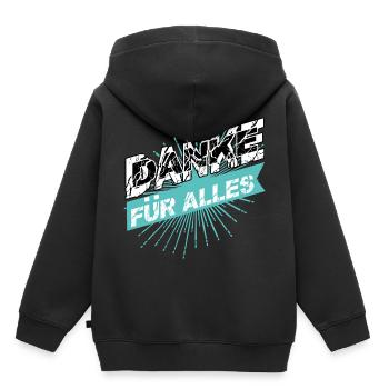 DANKE für Alles - Kinder Premium Organic Hoodie - Schwarz - Hinten - AI Model Kid Male (0cm)