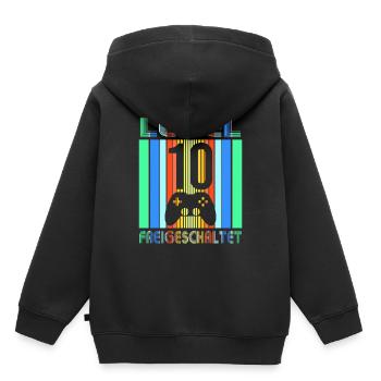 Kind 10. Geburtstag Level 10 Freigeschaltet Retro - Kinder Premium Organic Hoodie - Schwarz - Hinten - AI Model Kid Male (0cm)