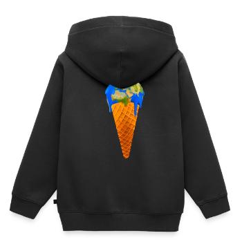 Global Warming Earth Ice cream - Kids Premium Organic Hoodie - black - Back - AI Model Kid Male (0cm)