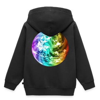 Bunter Globus Weltkugel Erde Bunte Erdkugel - Kinder Premium Organic Hoodie - Schwarz - Hinten - AI Model Kid Male (0cm)