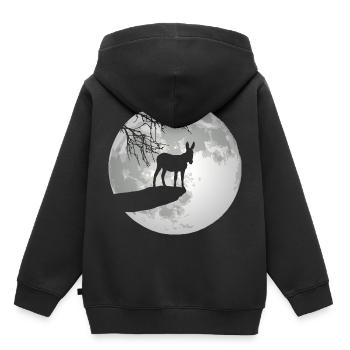 Esel Silhouette Mond Burro Muli Maultier Mama Papa - Kinder Premium Organic Hoodie - Schwarz - Hinten - AI Model Kid Male (0cm)