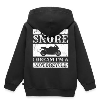 "Ich schnarche nicht, ich träume, ich bin ein - Kinder Premium Organic Hoodie - Schwarz - Hinten - AI Model Kid Male (0cm)