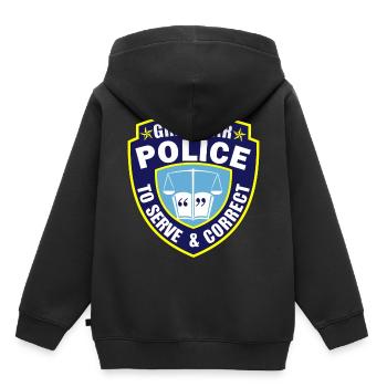 Polizei Grammerkorrekter Rechtschreibung Gramatik - Kinder Premium Organic Hoodie - Schwarz - Hinten - AI Model Kid Male (0cm)