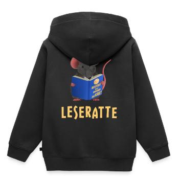 Leseratte / Bücherwurm - Kinder Premium Organic Hoodie - Schwarz - Hinten - AI Model Kid Male (0cm)