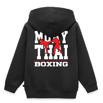 Muay Thai thai boxing boxing kickboxing sport t-shirt - Sweat Premium à capuche enfant bio - noir - Dos - AI Model Kid Male (0cm)