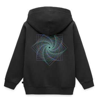 Spirale de géométrie sacrée - Sweat Premium à capuche enfant bio - noir - Dos - AI Model Kid Male (0cm)