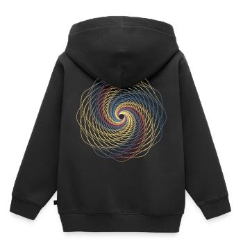 Spirale de géométrie sacrée - Sweat Premium à capuche enfant bio - noir - Dos - AI Model Kid Male (0cm)