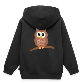 Eule Uhu süß - Kinder Premium Organic Hoodie - Schwarz - Hinten - AI Model Kid Male (0cm)
