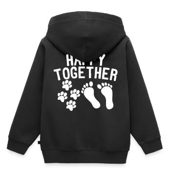 Heureux ensemble amour chiens chien animal de compagnie - Sweat Premium à capuche enfant bio - noir - Dos - AI Model Kid Male (0cm)