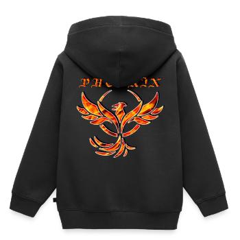 Phoenix flamboyant en flammes - Sweat Premium à capuche enfant bio - noir - Dos - AI Model Kid Male (0cm)