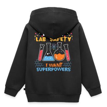 Laboratoire laboratoire chimie superpuissances - Sweat Premium à capuche enfant bio - noir - Dos - AI Model Kid Male (0cm)