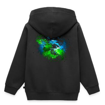 Décoration de tache de couleur bleu vert votre texte - Sweat Premium à capuche enfant bio - noir - Dos - AI Model Kid Male (0cm)