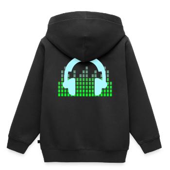 DJ Musique Disco Casque - Sweat Premium à capuche enfant bio - noir - Dos - AI Model Kid Male (0cm)