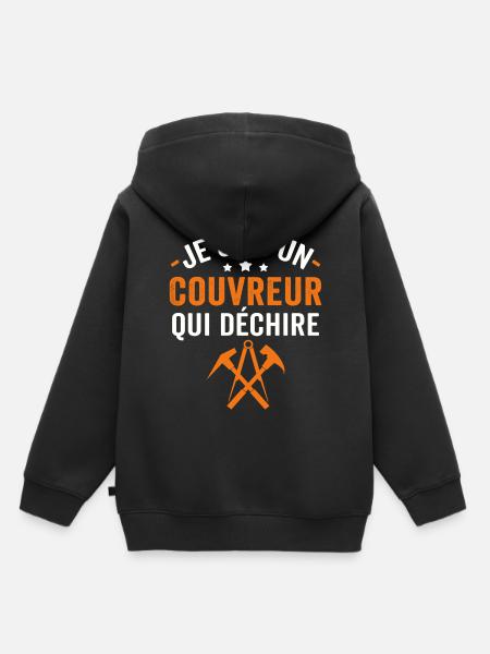 Je suis un couvreur qui déchire cadeau couvreur - Sweat Premium à capuche enfant bio - noir