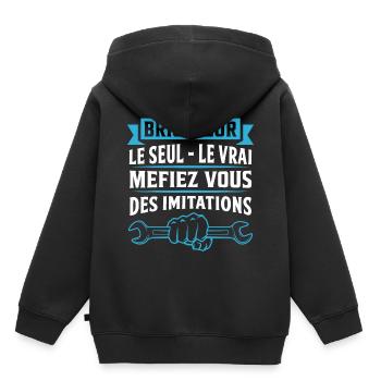 cadeau bricoleur - Sweat Premium à capuche enfant bio - noir - Dos - AI Model Kid Male (0cm)