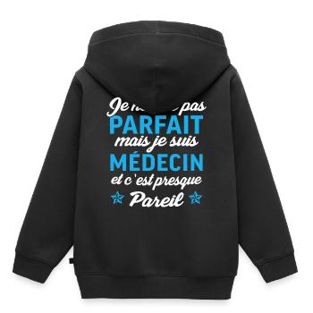 je suis médecin cadeau médecin - Sweat Premium à capuche enfant bio - noir - Dos - AI Model Kid Male (0cm)