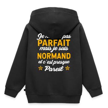 je suis normand cadeau normand - Sweat Premium à capuche enfant bio - noir - Dos - AI Model Kid Male (0cm)