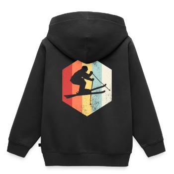 Retro Ski Ski - Kinder Premium Organic Hoodie - Schwarz - Hinten - AI Model Kid Male (0cm)