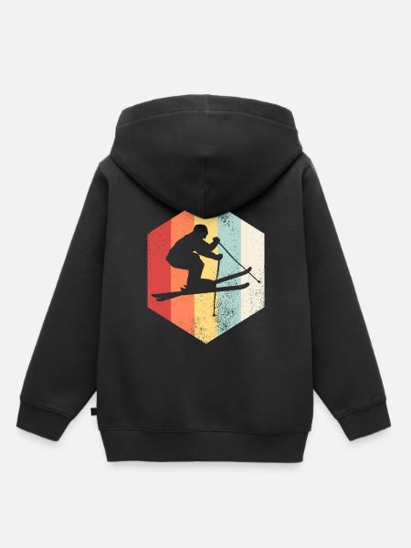 Retro Ski Ski - Kinder Premium Organic Hoodie - Schwarz