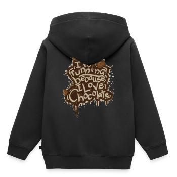 Lustiges Laufen für Schokolade - Kinder Premium Organic Hoodie - Schwarz - Hinten - AI Model Kid Male (0cm)