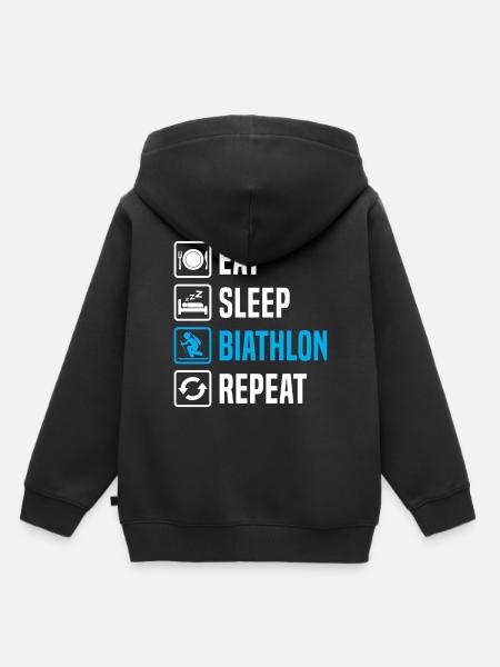 eat sleep biathlon repeat - Premium børne hættetrøje økologisk - sort