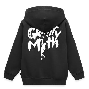 Schwerkraft ist ein Mythos Klettern Kletterer - Kinder Premium Organic Hoodie - Schwarz - Hinten - AI Model Kid Male (0cm)