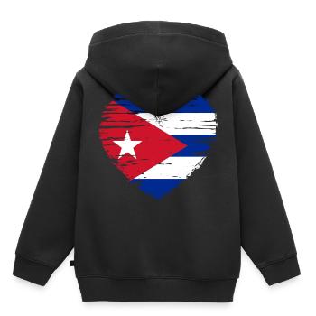 Kuba Herz Flagge Fahne Wappen - Kinder Premium Organic Hoodie - Schwarz - Hinten - AI Model Kid Male (0cm)