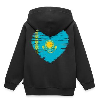 Kazakhstan drapeau drapeau du Kazakhstan - Sweat Premium à capuche enfant bio - noir - Dos - AI Model Kid Male (0cm)