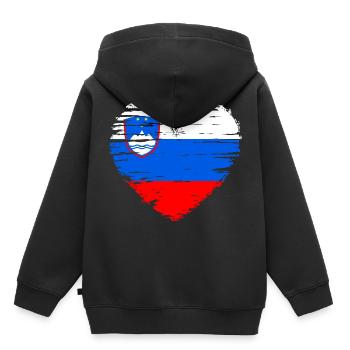 Drapeau drapeau de la Slovénie - Sweat Premium à capuche enfant bio - noir - Dos - AI Model Kid Male (0cm)
