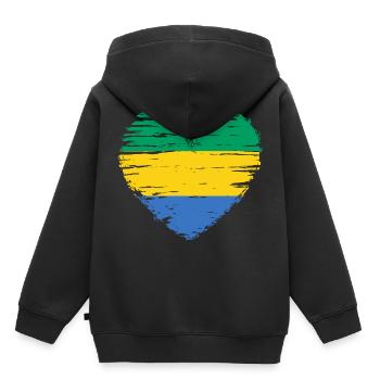 Drapeau drapeau drapeau gabonais - Sweat Premium à capuche enfant bio - noir - Dos - AI Model Kid Male (0cm)