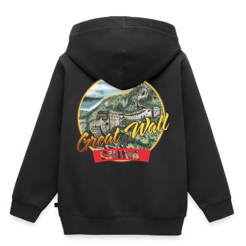 Grande Muraille de Chine Monument miracle Pékin - Sweat Premium à capuche enfant bio - noir - Dos - AI Model Kid Male (0cm)