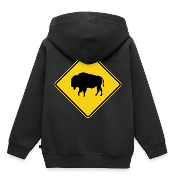 Bison Warning Sign - Kids Premium Organic Hoodie - black - Back - AI Model Kid Male (0cm)