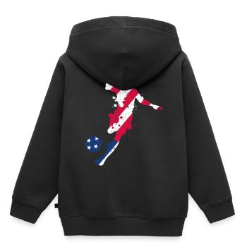 Football de l’équipe nationale américaine de football - Sweat Premium à capuche enfant bio - noir - Dos - AI Model Kid Male (0cm)