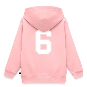 6 ans numéro maillot 6 - Sweat Premium à capuche enfant bio - rose - Dos - AI Model Kid Female (0cm)