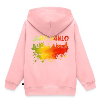 Sao Paulo Skyline couleurs - Sweat Premium à capuche enfant bio - rose - Dos - AI Model Kid Female (0cm)