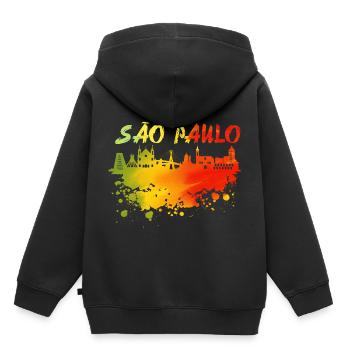Sao Paulo Skyline couleurs - Sweat Premium à capuche enfant bio - noir - Dos - AI Model Kid Male (0cm)