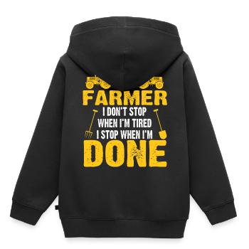 Farmer - Kinder Premium Organic Hoodie - Schwarz - Hinten - AI Model Kid Male (0cm)