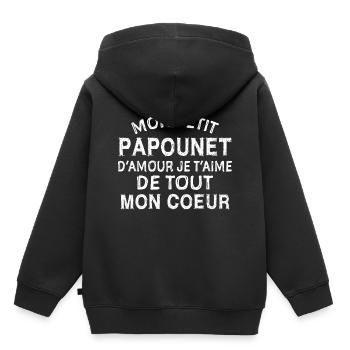 papounet d'amour que je t'aime de tout mon coeur - Sweat Premium à capuche enfant bio - noir - Dos - AI Model Kid Male (0cm)