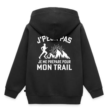 Je peux pas je me prépare pour mon trail - Sweat Premium à capuche enfant bio - noir - Dos - AI Model Kid Male (0cm)