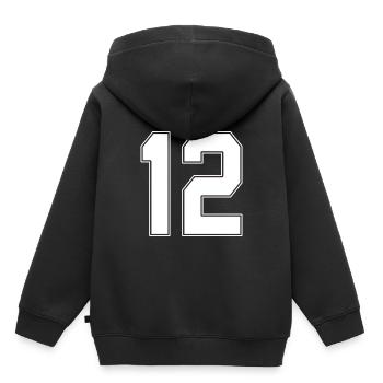 12 Jahre Trikotnummer 12 - Kinder Premium Organic Hoodie - Schwarz - Hinten - AI Model Kid Male (0cm)