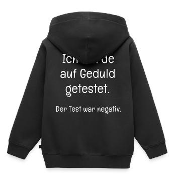 Impatience - Test de la patience négatif - Sweat Premium à capuche enfant bio - noir - Dos - AI Model Kid Male (0cm)