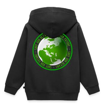 Journée de l’environnement Protection de l’environnement Protection de la nature - Sweat Premium à capuche enfant bio - noir - Dos - AI Model Kid Male (0cm)