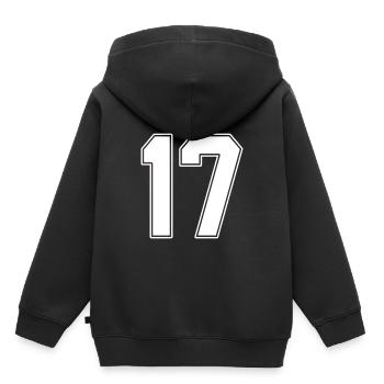 17 Jährige Trikotnummer 17 - Kinder Premium Organic Hoodie - Schwarz - Hinten - AI Model Kid Male (0cm)