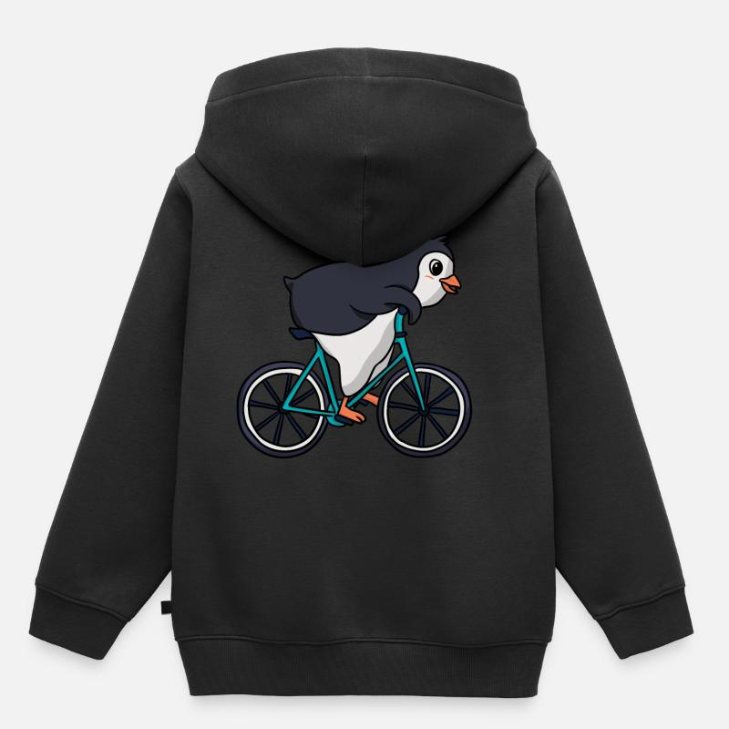 Fahrrad Pinguin - Kinder Premium Organic Hoodie - Schwarz