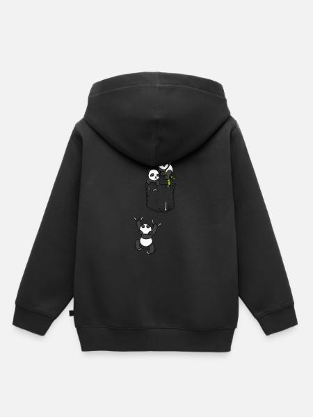 Panda - Kinder Premium Organic Hoodie - Schwarz