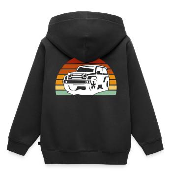 off road 4x4 offroad off-road vehicle - Sweat Premium à capuche enfant bio - noir - Dos - AI Model Kid Male (0cm)